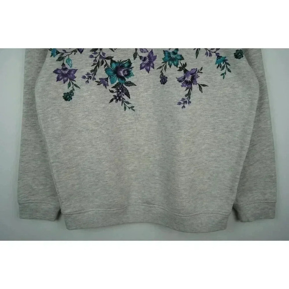 Vintage Sweater Gray 90s Floral Art Women's Medium #662 - Picture 4 of 7